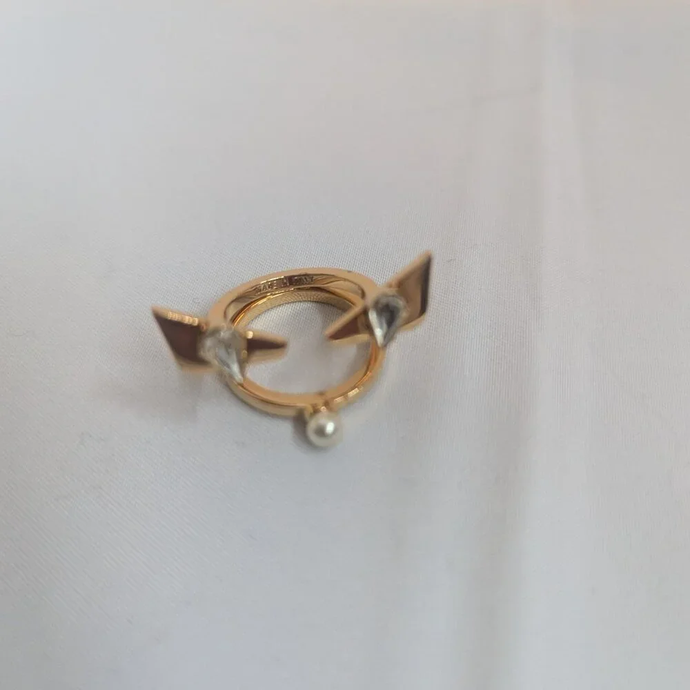 Fendi Monster Eyes Gold Ring Size 5.5 - Picture 2 of 7